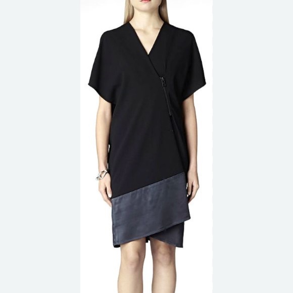 All Saints Dresses & Skirts - ALL SAINTS Alvar Asymmetrical Sheath Midi Dress V-Neck BLACK / SIZE 4